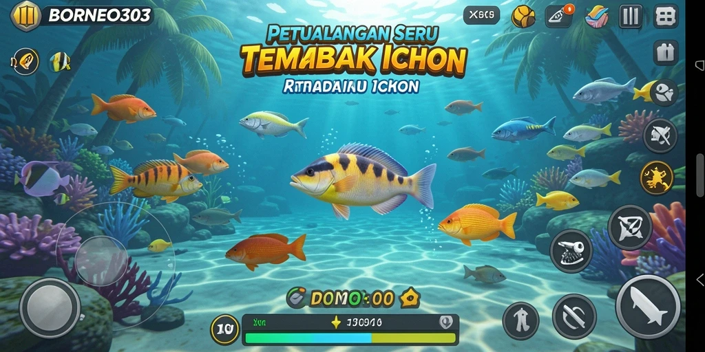 Gameplay menembak ikan yang seru dan mengasyikkan.