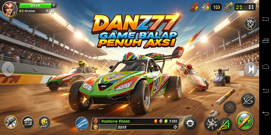Screenshot gameplay DAN777 dengan aksi balapan yang mendebarkan.