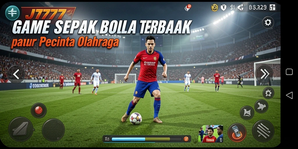 Tangkapan layar utama JT777 menampilkan pertandingan sepak bola yang mendebarkan.