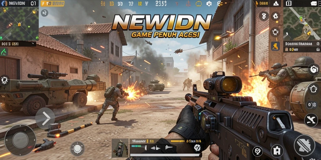Tampilan gameplay seru dalam game FPS NEWIDN.